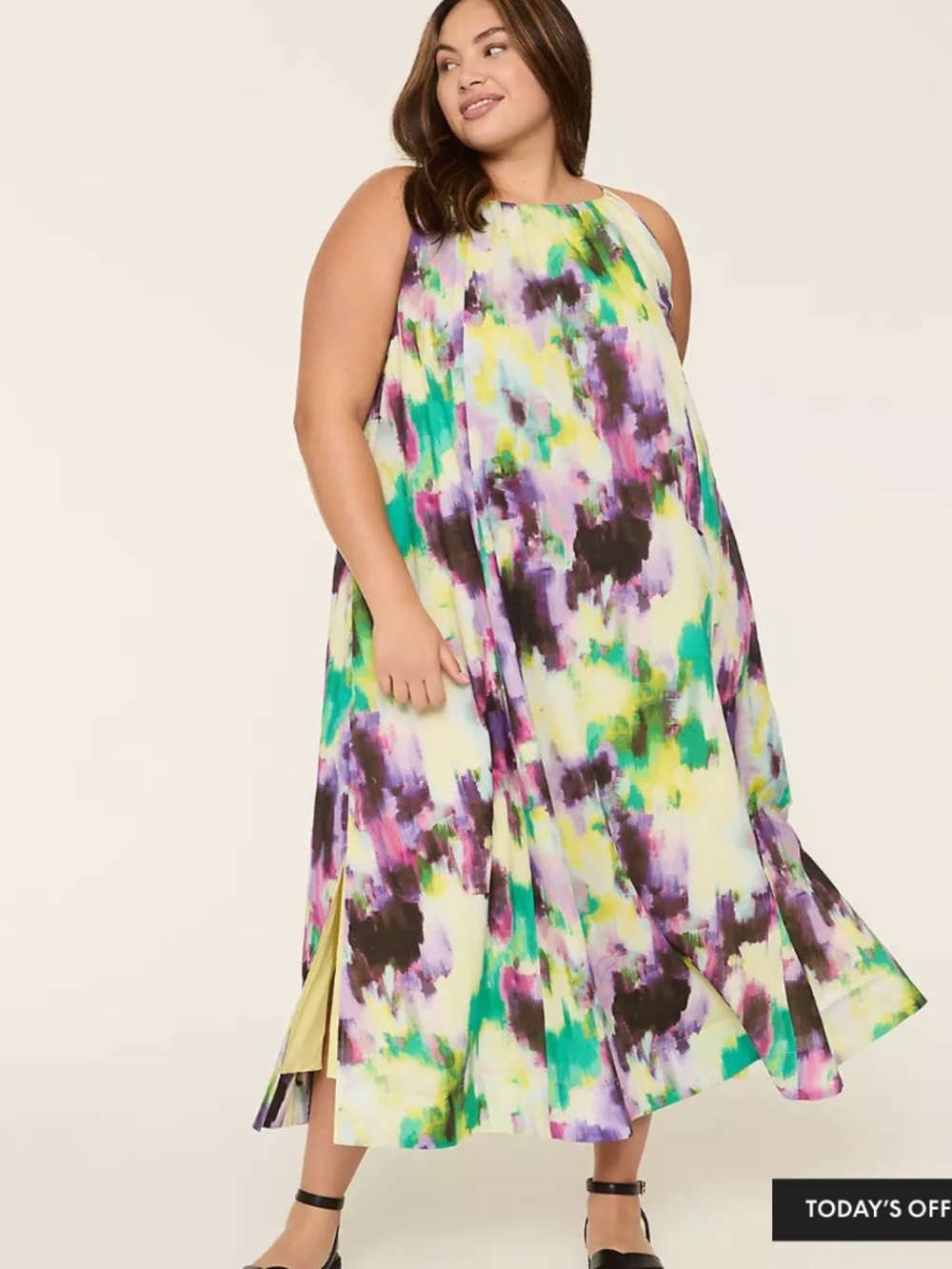 Lane Bryant Halter-Neck Shirred Tie Dye Maxi Dress, 10/12, NEW NWT!